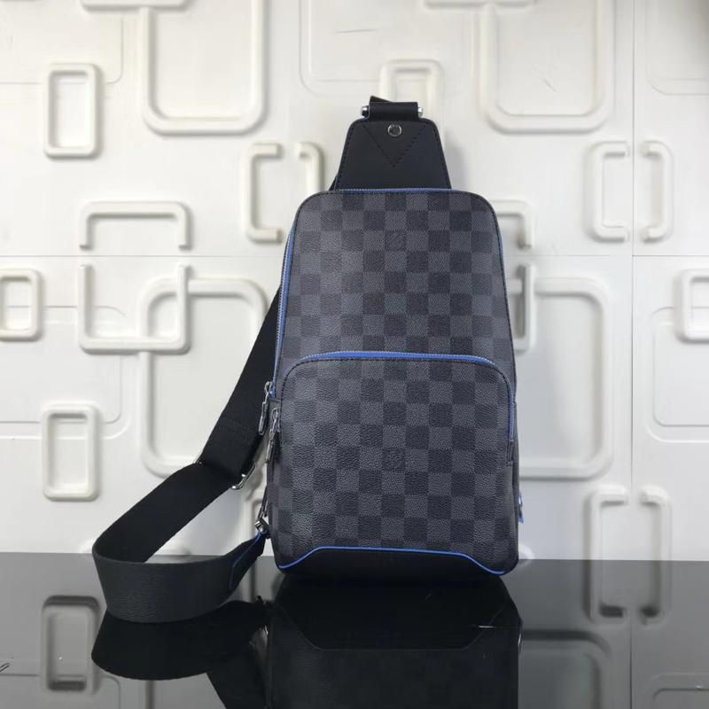 LV Handbags Clutches N40008 Black checkered blue